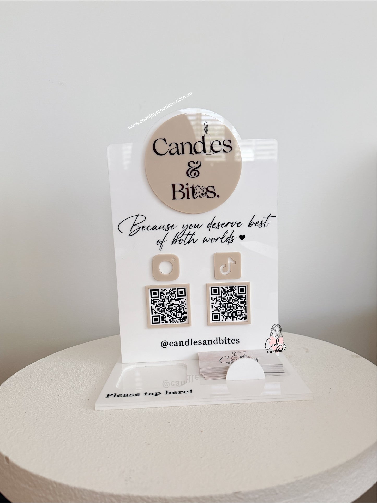 Business Logo QR Code Sign with Square card holder