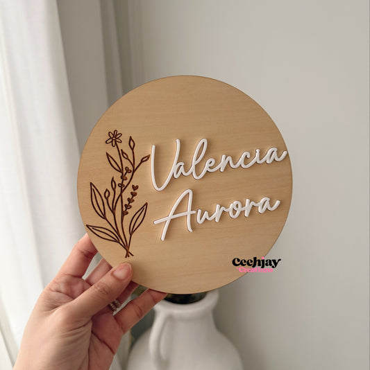 Floral Name Plaque