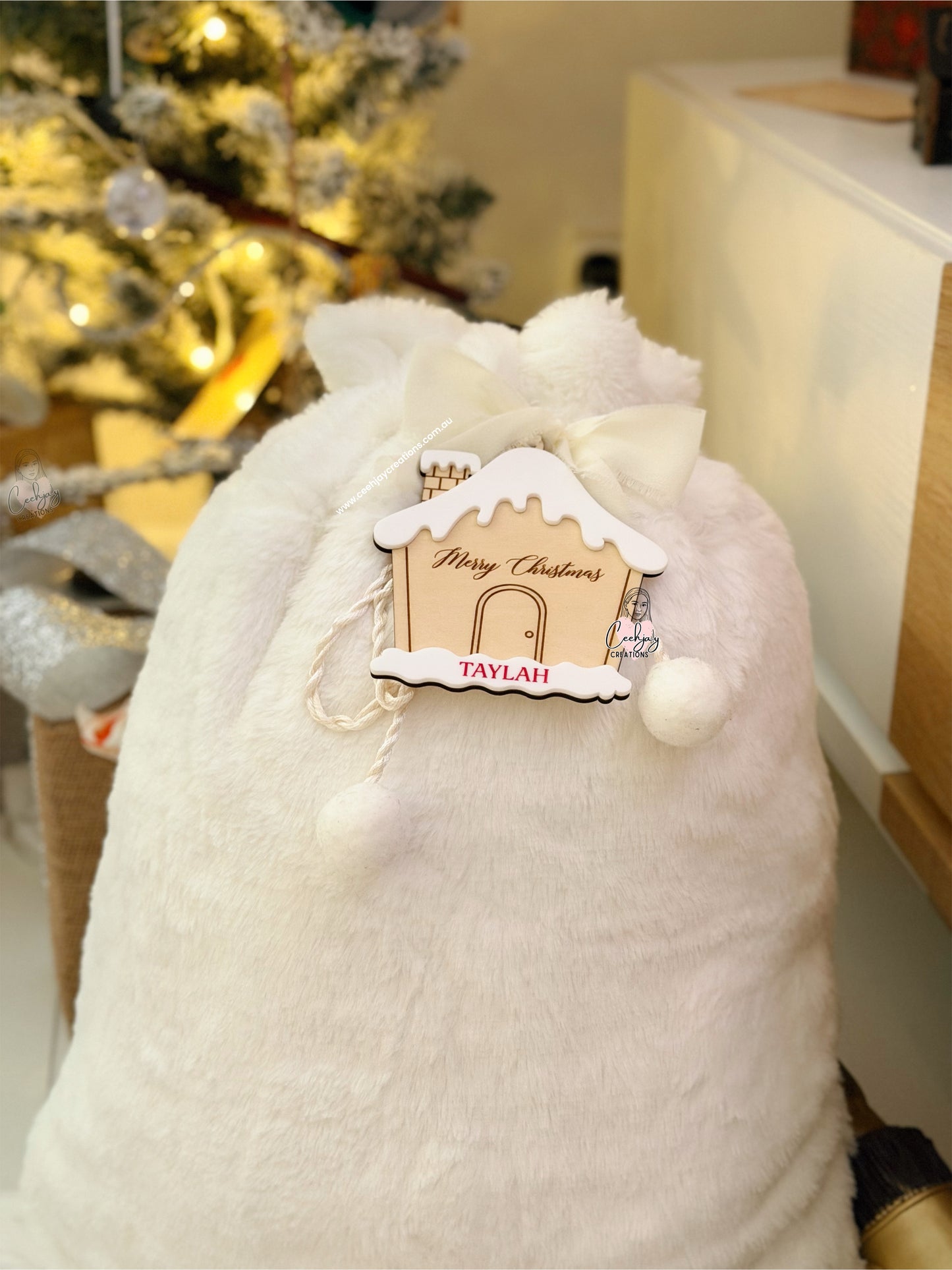Santa Sack Gingerbread House Tag