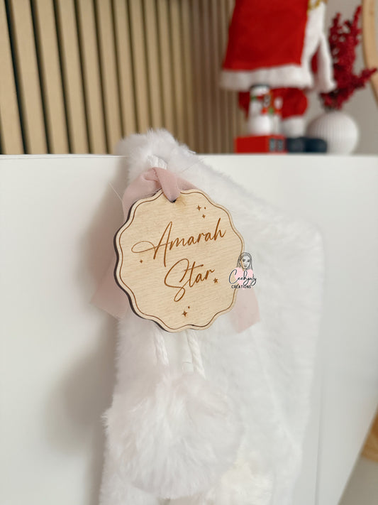Christmas Stocking Name Tag - Wavy