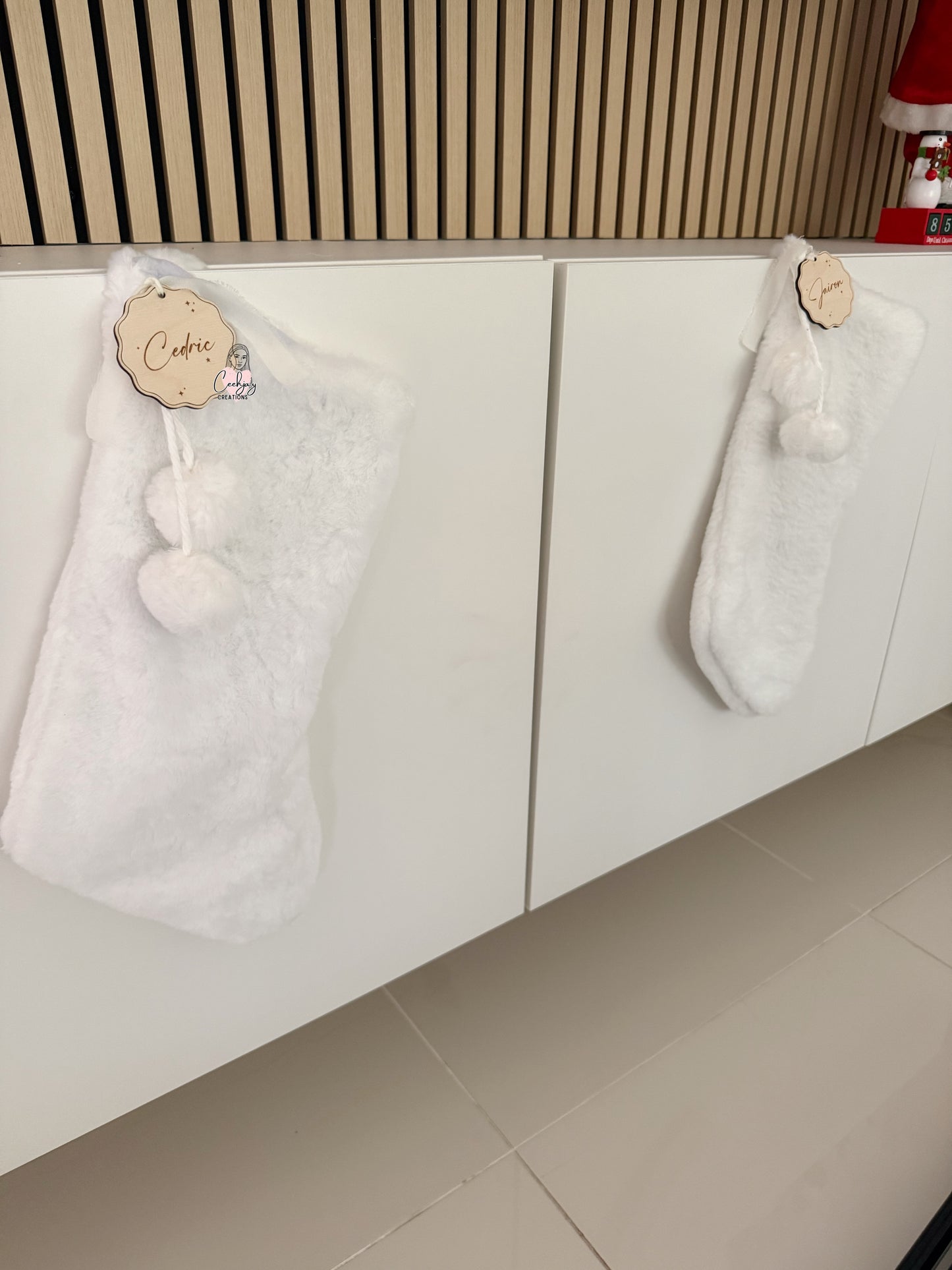 Christmas Stocking Name Tag - Wavy