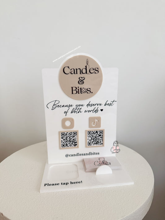 Business Logo QR Code Sign with Square card holder