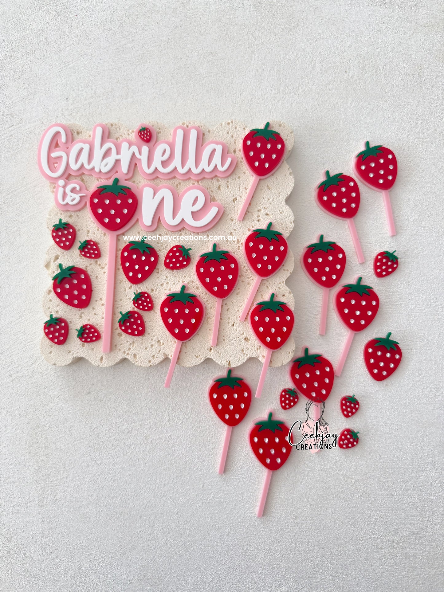 Strawberry Cake Topper / Fropper / Cupcake Topper