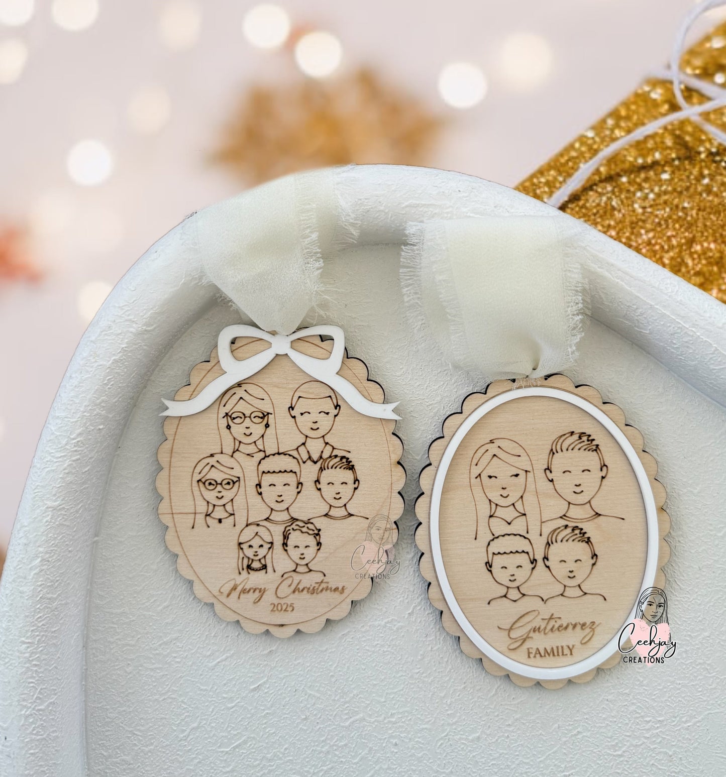 Family Faces Christmas Ornament