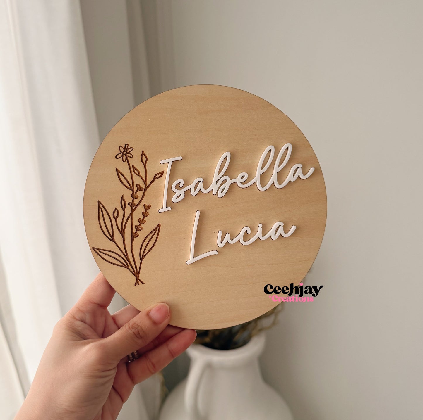 Floral Name Plaque