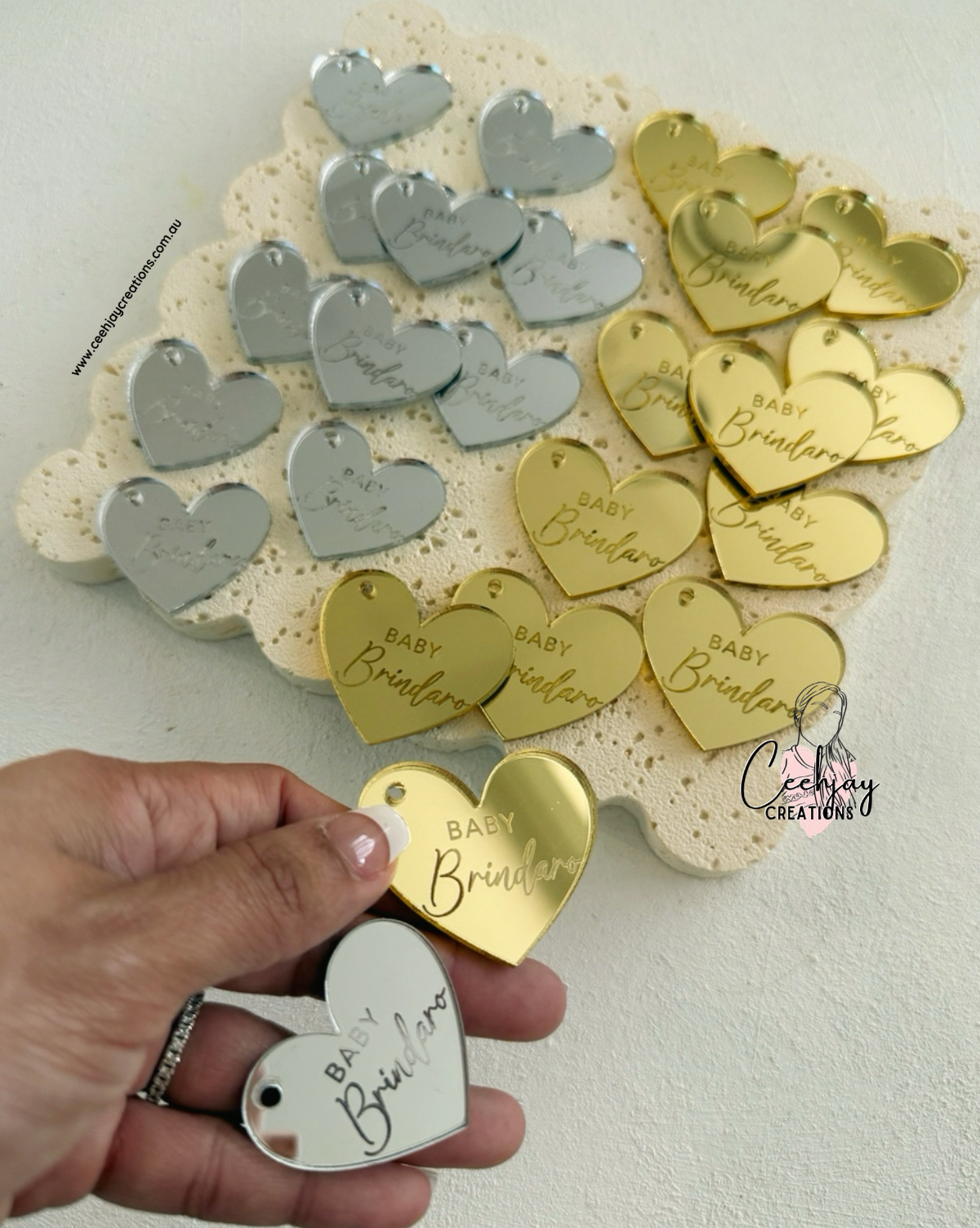 Acrylic Heart Tags