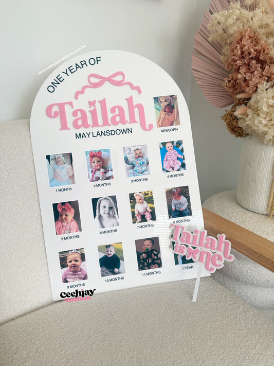 First Year Milestone Photo Board - Bow Design
