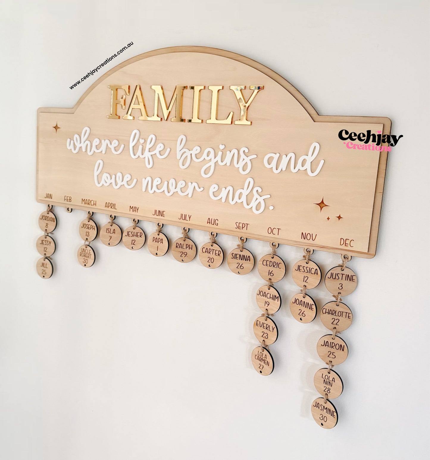Family Birthday Calendar Board