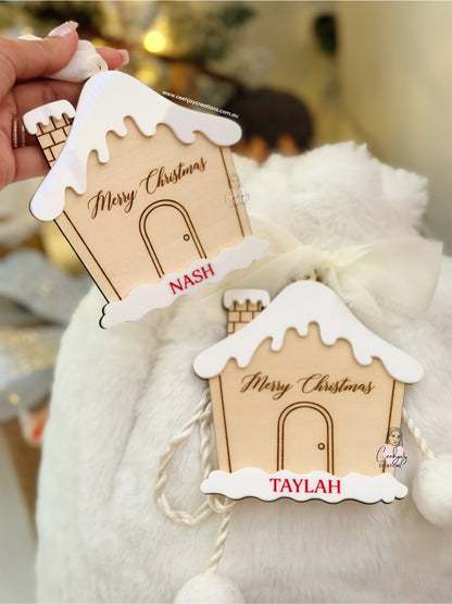 Santa Sack Gingerbread House Tag