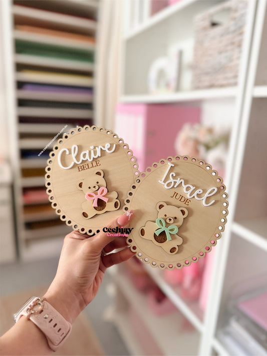 Baby Name Plaque Bear