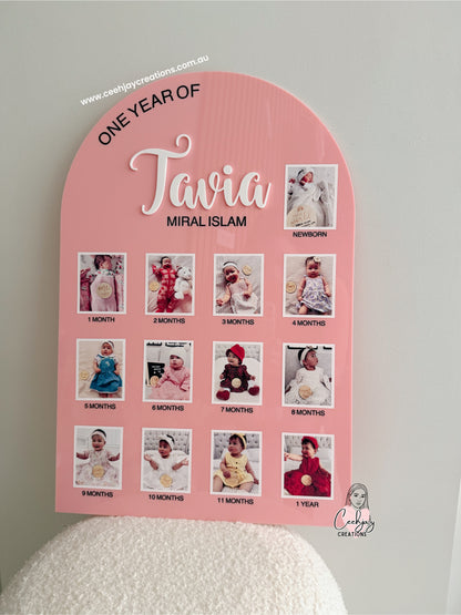First Year Milestone Photo Board