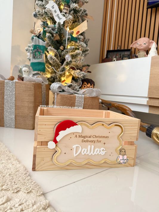 Christmas Box Crate - Santa Hat