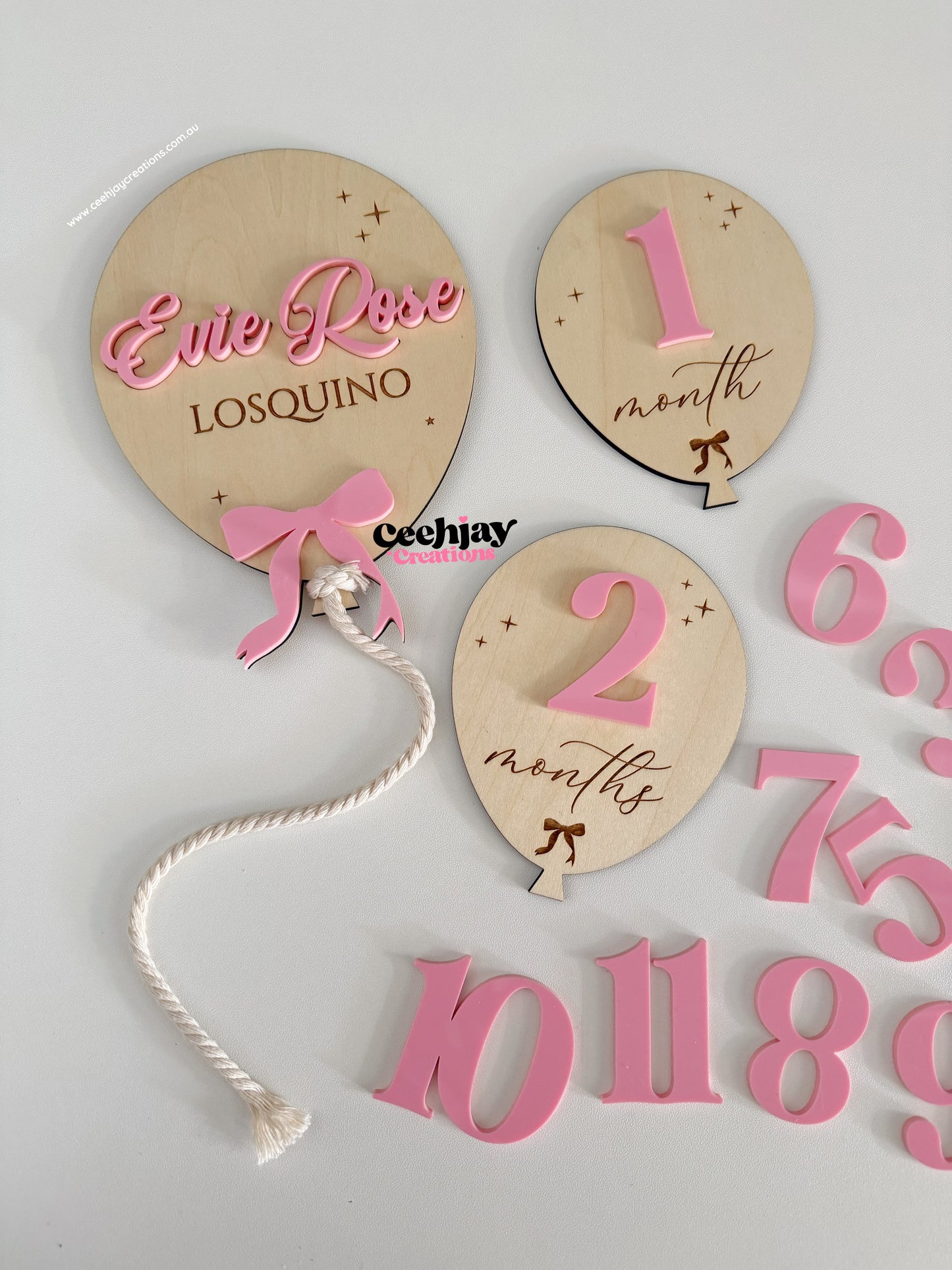 Balloon Baby Name Plaque Set