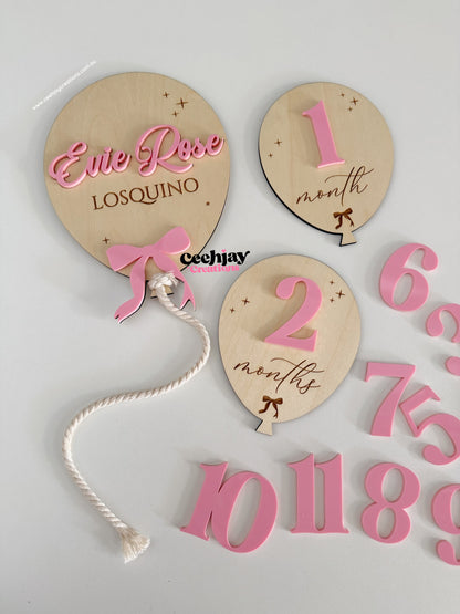 Balloon Baby Name Plaque Set