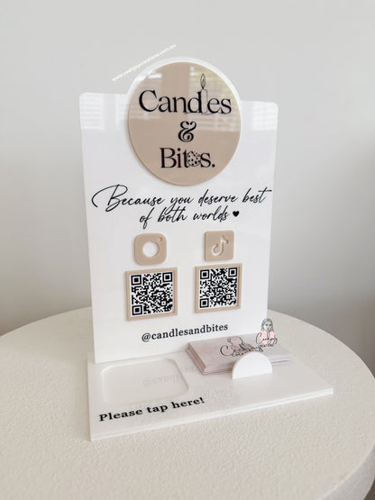 Business Logo QR Code Sign with Square card holder