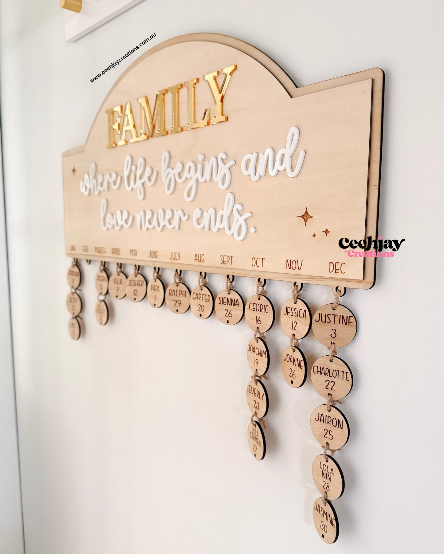 Family Birthday Calendar Board