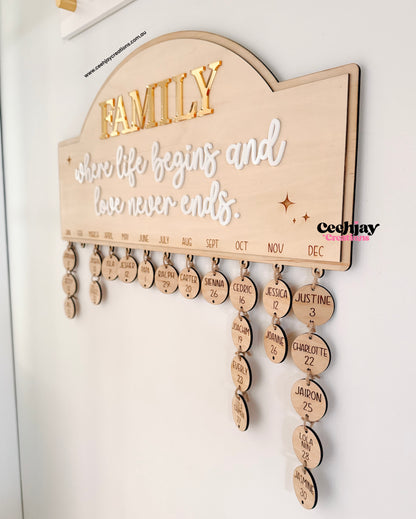 Family Birthday Calendar Board