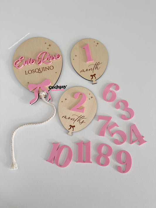 Balloon Baby Name Plaque Set