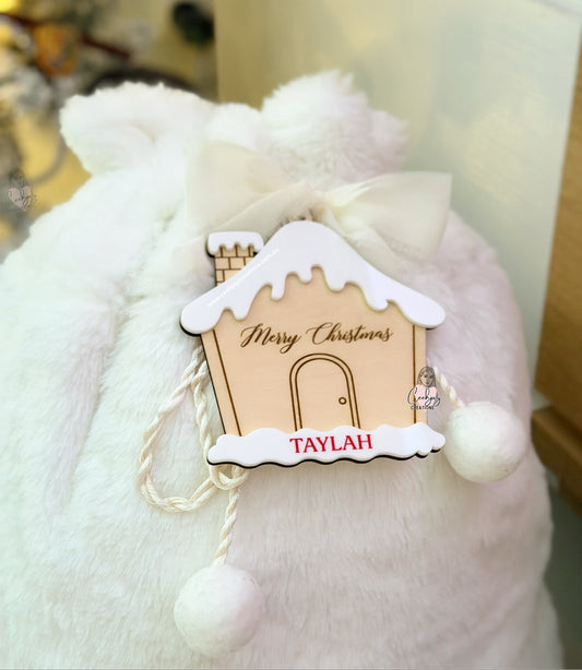 Santa Sack Gingerbread House Tag