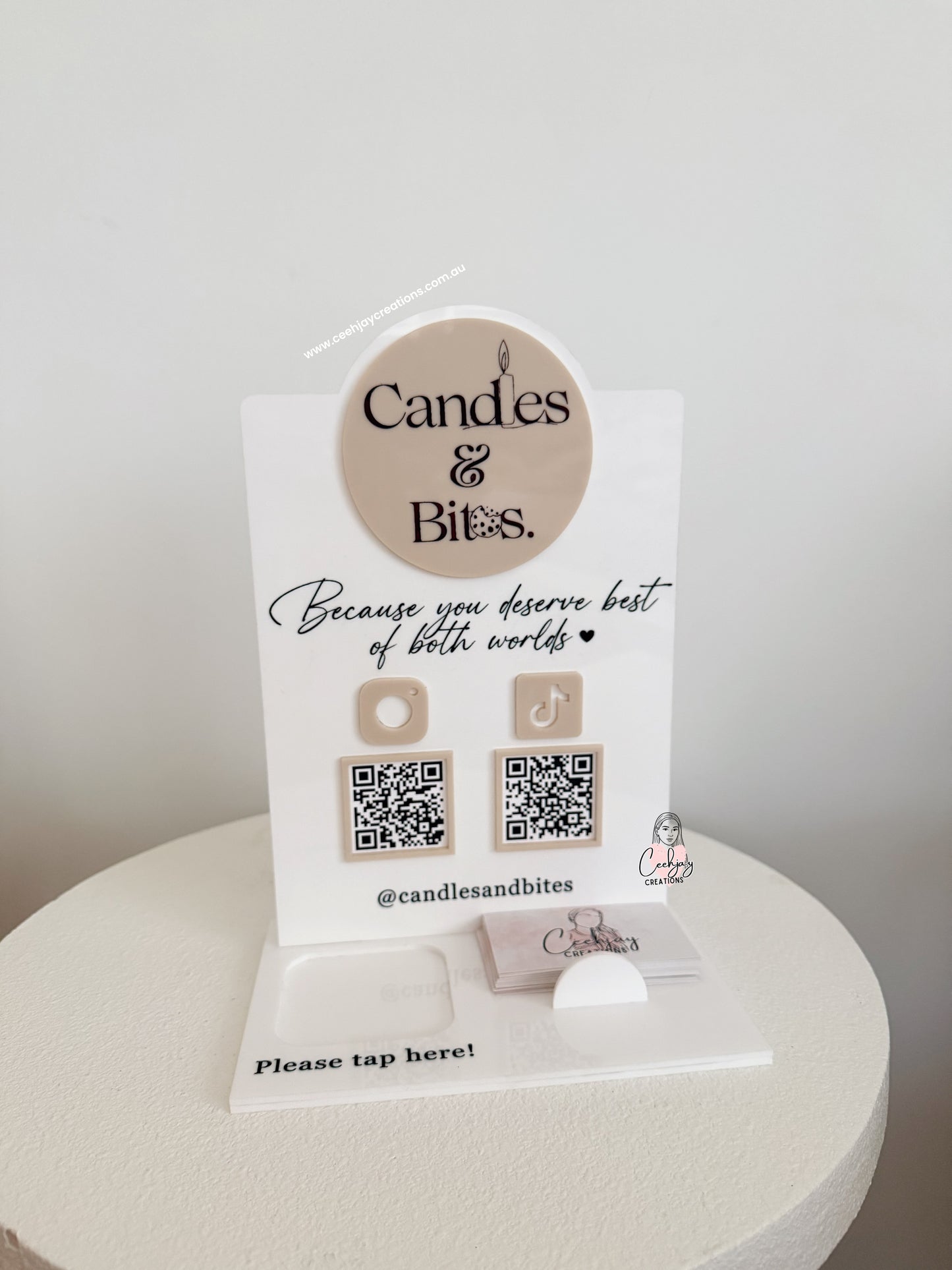Business Logo QR Code Sign with Square card holder