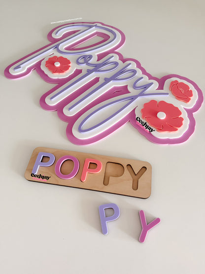 Layered Name Sign - Poppy Design