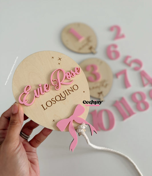 Balloon Baby Name Plaque Set
