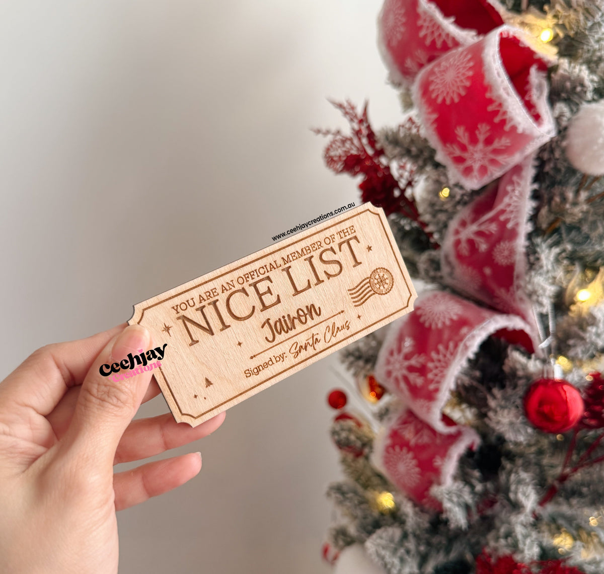 Nice List Christmas Wooden Ticket