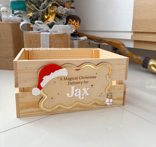 Christmas Box Crate - Santa Hat