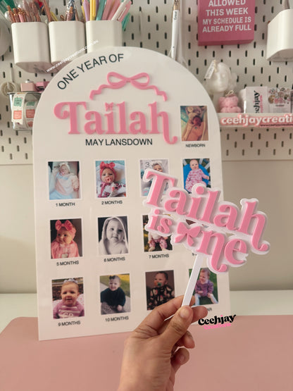 First Year Milestone Photo Board - Bow Design
