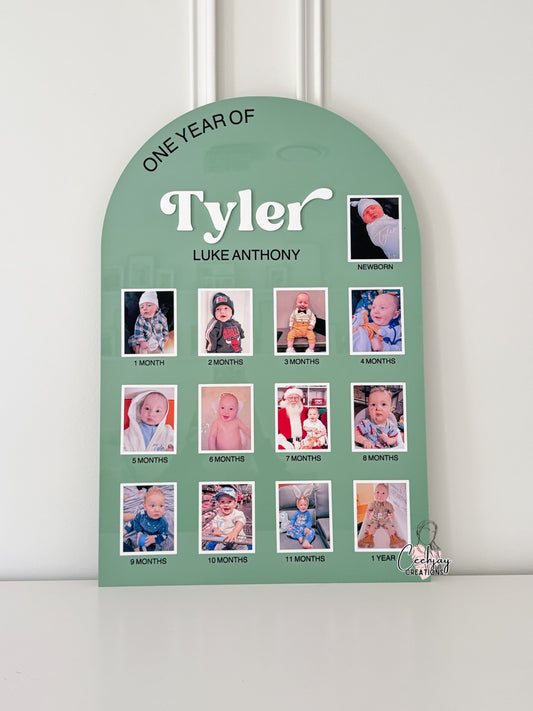 First Year Milestone Photo Board